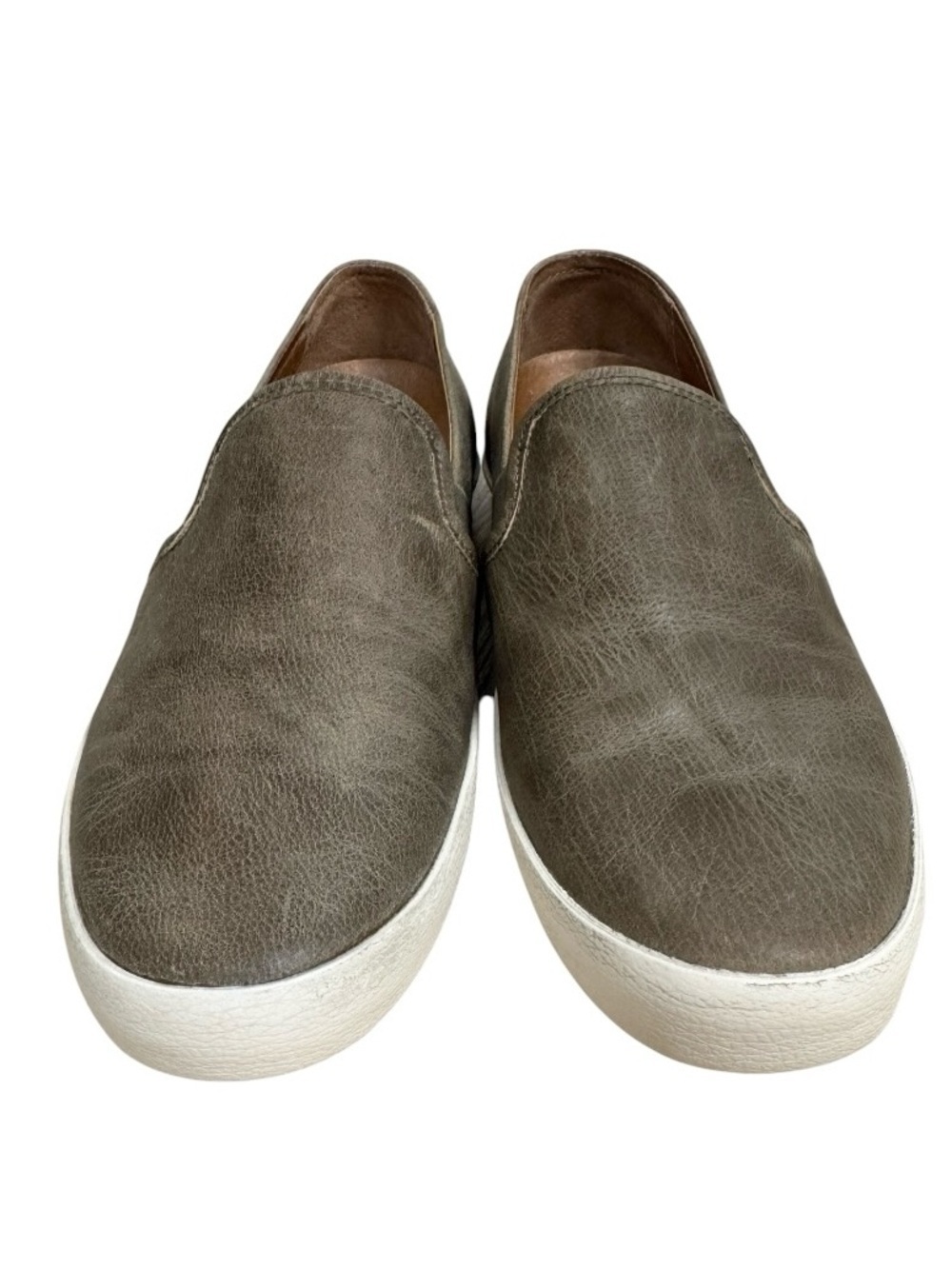 Frye Dylan Slip On Sneakers Gray Distressed Leather Casual Shoes Women US 8.5 - Picture 3 of 10